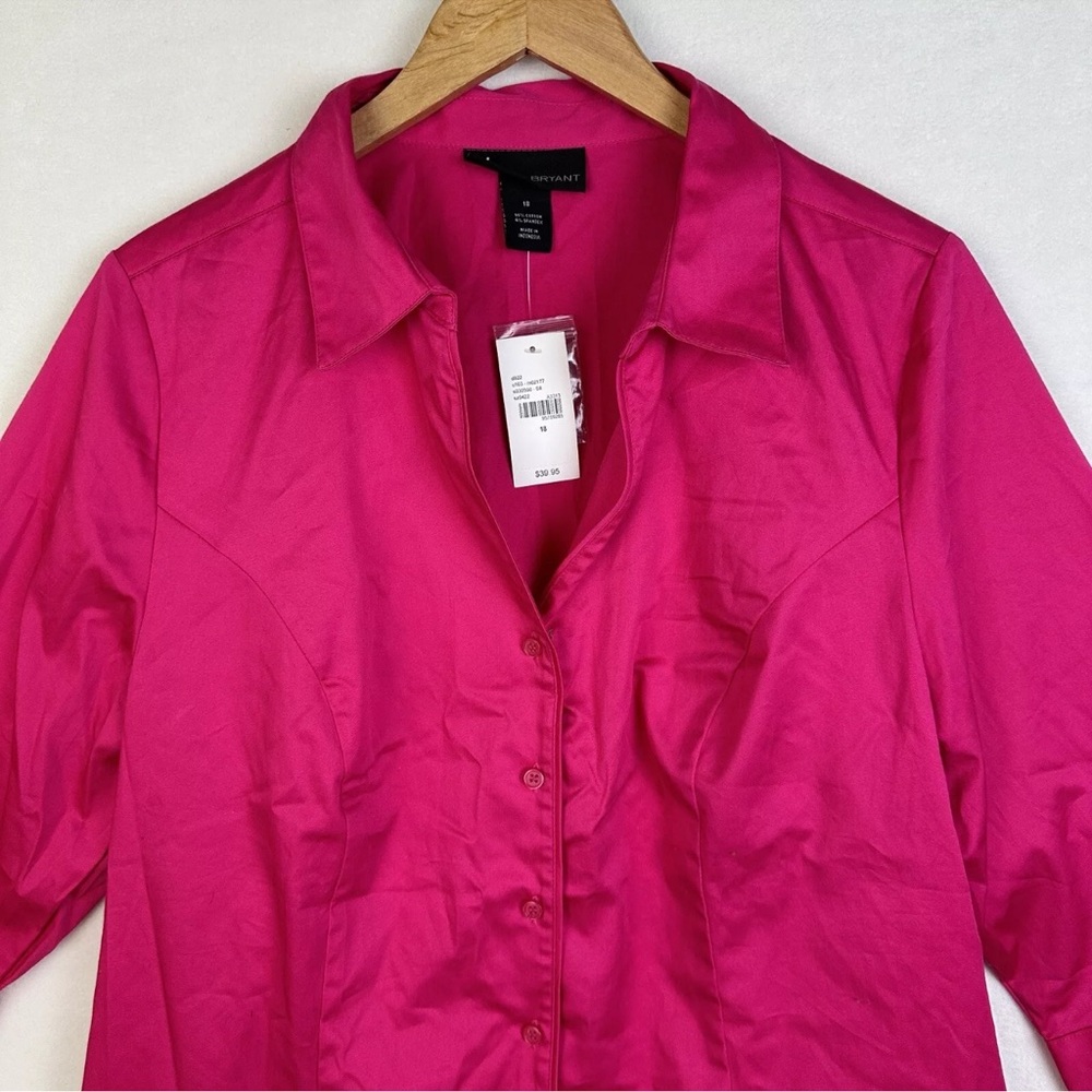 Lane Bryant Button Down Shirt Women’s Plus Size 18 Hot Pink 3/4 Sleeve NWT - Picture 9 of 14